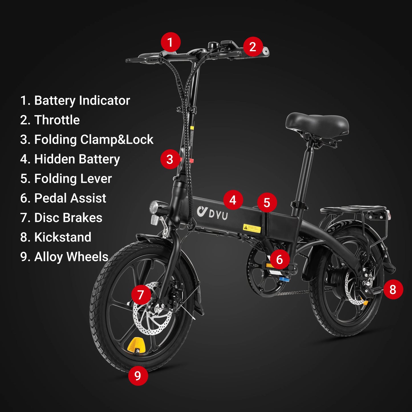 DYU A1F - Volledig opvouwbare e-bike - Accelerate