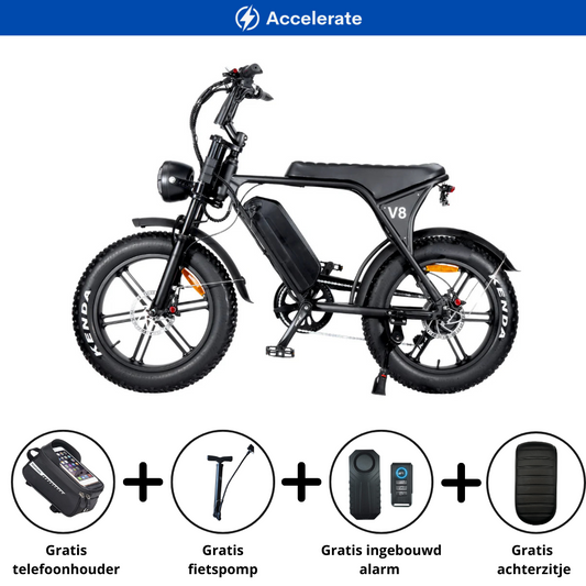 Ouxi V8 2025 met hydraulische remmen en gratis alarm - Elektrische fatbike - Accelerate
