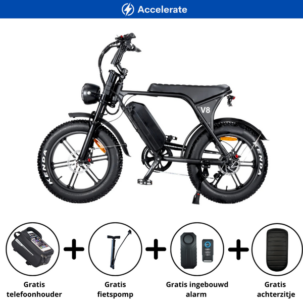 Ouxi V8 2025 met hydraulische remmen en gratis alarm - Elektrische fatbike - Accelerate